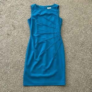 Calvin Klein turquoise ruched sheath dress